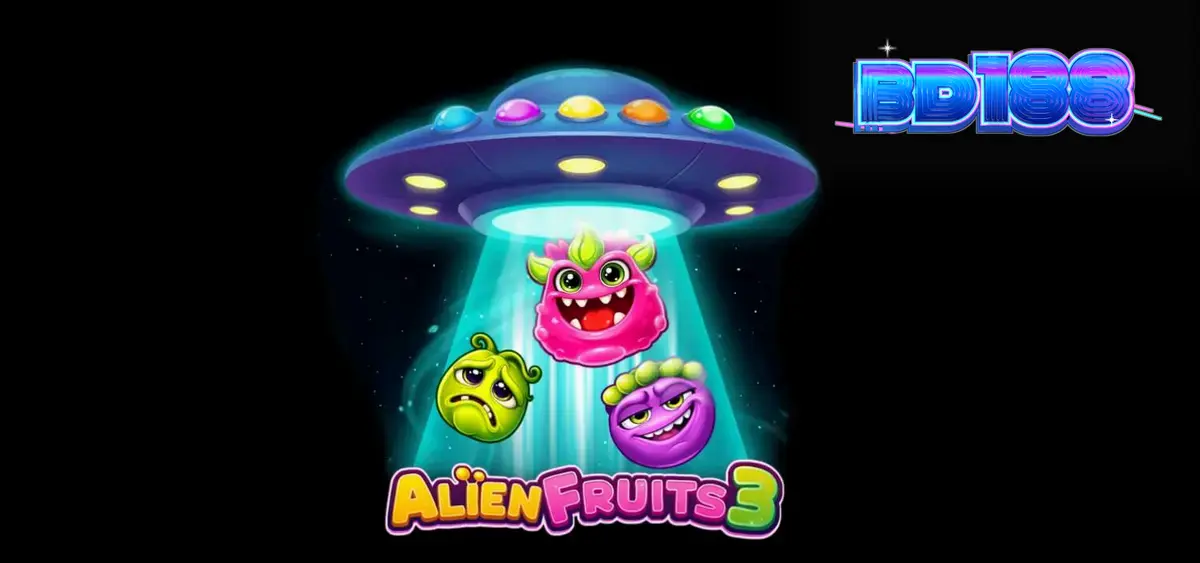 Alien Fruits 3 স্লট গেমের ইন্টারফেস এবং রঙিন গ্রিড
