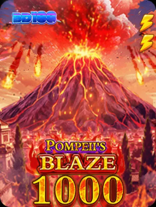 Pompeii’s Blaze 1000 স্লট গেমের একটি দৃশ্য যেখানে আগ্নেয়গিরি এবং রোমান প্রতীক দেখা যাচ্ছে।